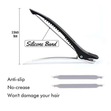 Non-Slip Duck Billed Hair Clips - 12 PCS for Salon Use