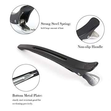 Non-Slip Duck Billed Hair Clips - 12 PCS for Salon Use