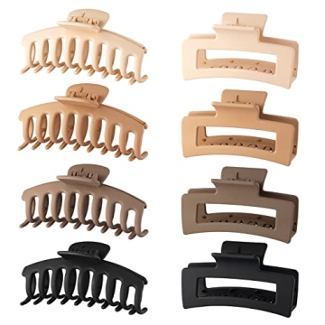 Wekin Hair Claw Clips 8 Pack Strong Hold Neutral Colors