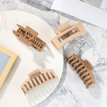 Wekin Hair Claw Clips 8 Pack Strong Hold Neutral Colors