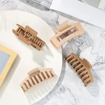 Wekin Hair Claw Clips 8 Pack Strong Hold Neutral Colors