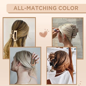 Wekin Hair Claw Clips 8 Pack Strong Hold Neutral Colors