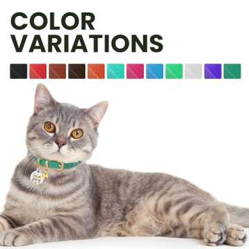 BRONZEDOG Leather Cat Collar with Removable Bells Non Breakaway Kitten QR Tag for Girl Boy (7" - 9" for Cats, Light Brown & Gold)