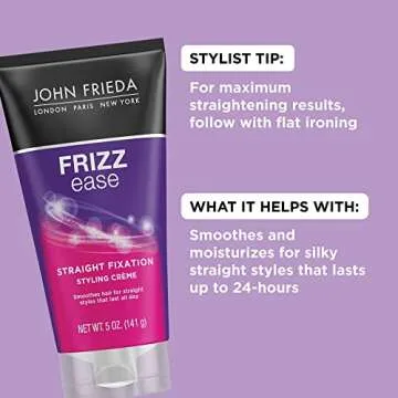 John Frieda Frizz Ease Extra Strength Hair Serum - Nourishing Oil and Straight Fixation Styling Creme for Smooth, Silky Hair, 5 Ounces
