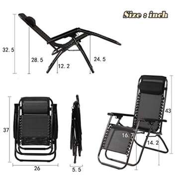 FDW Patio Chair Outdoor Furniture Zero Gravity Chair Patio Lounge Camping Chair Set of 2 Recliner Adjustable Folding for Pool Side Camping Yard Beach