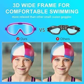 Fulllove Kids Swim Goggles, 2 Pack Swimming Goggles for kids Age 4-16, Kids Goggles for Boys Girl No Leaking Anti-Fog