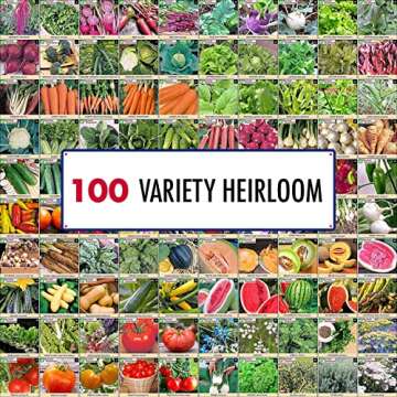 Garden Heirloom Seed Vault, 100 Variety, Over 17,500 Vegetable, Fruit, and Herbs Seeds, Non-GMO, Non...