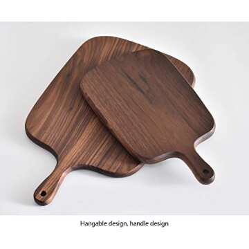 Pearlead Walnut Wood Cutting Board with Handle Large Serving and Chopping Board Cheese Hardwood Bread Board for Serving Chopping Fruit Vegetables Meat Charcuterie Platter 14.5 x 6.7 inch