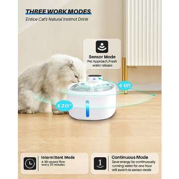 Pet Fountain 88oz/2.6L, Automatic Cat Water Smart Fountain Pet Water Dispenser with Replacement Filters for Cats Dogs and Multiple Pets - Water Level Window (White, Stainless Steel, Wireless)