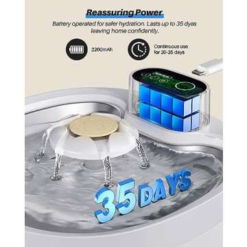 Pet Fountain 88oz/2.6L, Automatic Cat Water Smart Fountain Pet Water Dispenser with Replacement Filters for Cats Dogs and Multiple Pets - Water Level Window (White, Stainless Steel, Wireless)