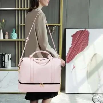 Pink Womens Travel Weekender Carry On Overnight Bag Water Resistant Luggage Shoulder Duffel Beach To...