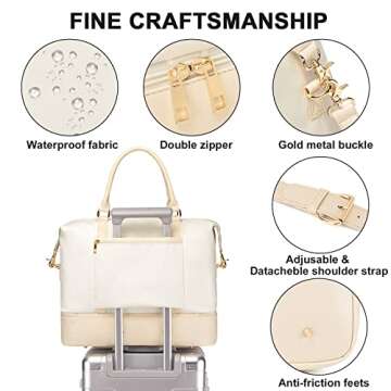 Pink Womens Travel Weekender Carry On Overnight Bag Water Resistant Luggage Shoulder Duffel Beach Tote with Shoe Compartment