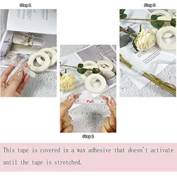 4 Rolls 1/2" Wide 30Yard/Roll White Floral Tapes for Bouquet Stem Wrap Florist Craft Projects,Weddin...