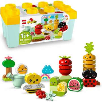 LEGO DUPLO My First Organic Garden Brick Box 10984 - Learning Stacking Toys for Toddlers