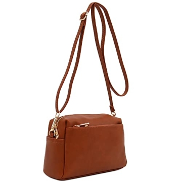 FashionPuzzle Small Triple Zip Crossbody Bag - Stylish & Versatile