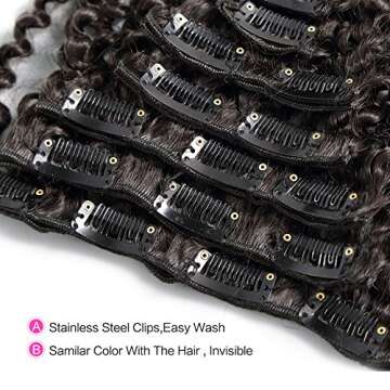 Lacer Curly Clip in Human Hair Extensions Jerry Curly 3B 3C Real Hair Clip in Extensions For Black Women Natural Black Color 100% Brazilian African American Hair Extension (18 inch, Jerry Curly #1B)