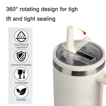 Leak-Proof 40 oz Tumbler Flip Straw Lids for Stanley