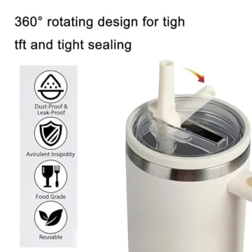 Leak-Proof 40 oz Tumbler Flip Straw Lids for Stanley