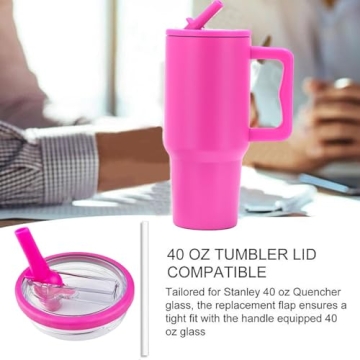Leak-Proof 40 oz Tumbler Flip Straw Lids for Stanley