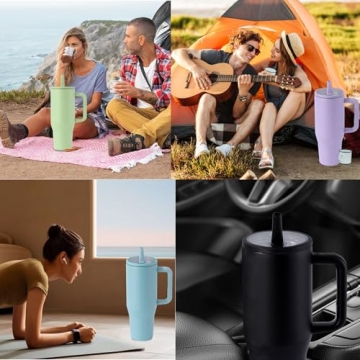 Leak-Proof 40 oz Tumbler Flip Straw Lids for Stanley