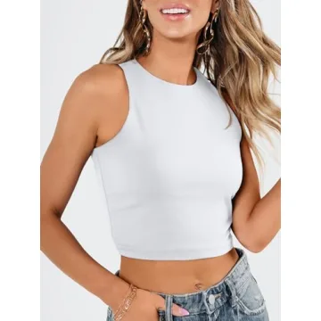 Stylish EFAN Women's Sleeveless High Neck Crop Top
