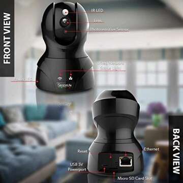 SereneLife Indoor Wireless IP Camera - HD 1080p Network Security Surveillance Home Monitoring w/ Mot...