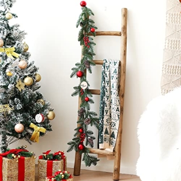 FUIN 5ft Wood Blanket Ladder Fully Assembled Rustic Charm