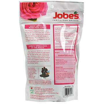Jobe's Rose Fertilizer Spikes, Easy Plant Care Plant Fertilizer for Rose, Hydrangea, Hibiscus, Azalea, and Other Flowering Shrubs, 10 Count