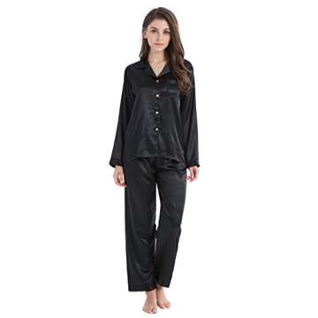 TONY AND CANDICE Women's Classic Satin Pajama Set Sleepwear Loungewear