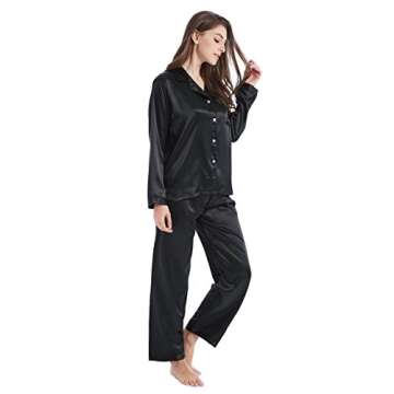 TONY AND CANDICE Women's Classic Satin Pajama Set Sleepwear Loungewear