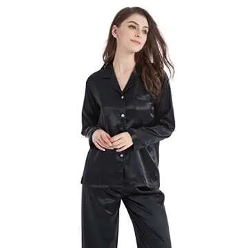 TONY AND CANDICE Women's Classic Satin Pajama Set Sleepwear Loungewear