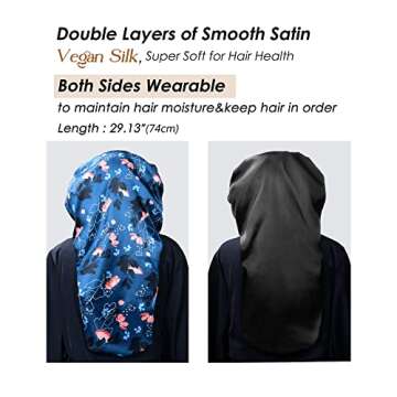 Long Bonnet Braid Bonnets for Sleeping Satin Bonnet Silk Bonnet Hair Braid Bonnet for Sleeping Bonnets for Black Women