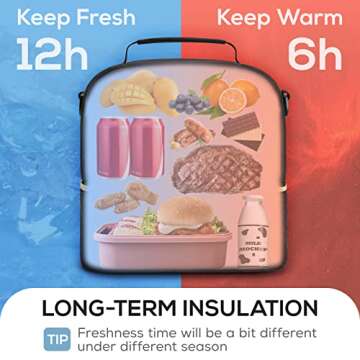 TOURIT Lunch Bag Women Double Deck Lunch Box Insulated Lunch Cooler for Women Men Work, Black