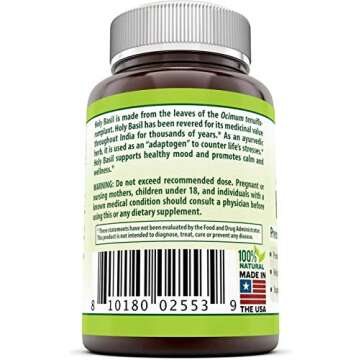 Herbal Secrets Holy Basil 500 Mg Veggie Capsules for Calm