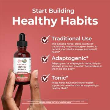 MaryRuth Organics Herbal Supplement for Brain Function | Boost Energy | Memory | Vitality USDA | Ginseng with Ashwagandha | Eleuthero and Maca Root Extract | 1 Fl Oz
