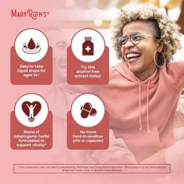 MaryRuth Organics Herbal Supplement for Brain Function | Boost Energy | Memory | Vitality USDA | Ginseng with Ashwagandha | Eleuthero and Maca Root Extract | 1 Fl Oz