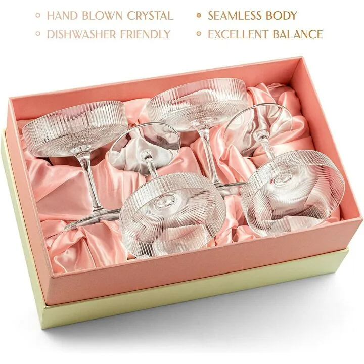 Vintage Art Deco Coupe Glasses Set of 4 - 7 oz