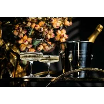 Vintage Art Deco Coupe Glasses Set of 4 - 7 oz