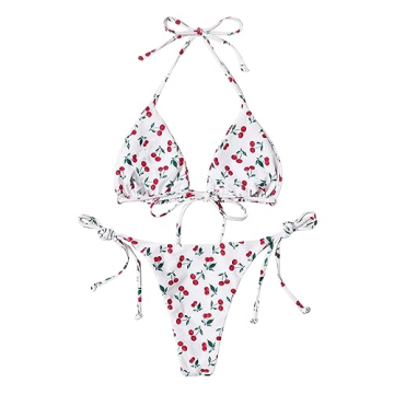 SOLY HUX Cherry Print Halter Bikini Stylish Beachwear