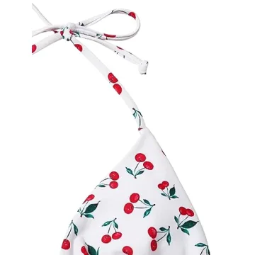 SOLY HUX Cherry Print Halter Bikini Stylish Beachwear