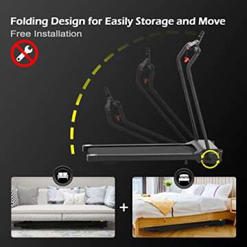 FYC Folding Treadmills for Home, Foldable Electric Running Machine, Compact Treadmill Walking Running Jogging Exercise for Home Office Space Saver, No Installation