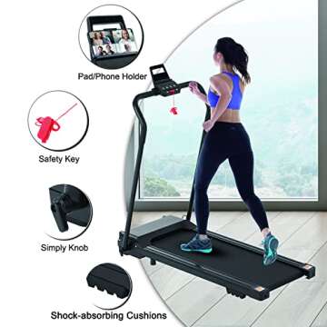FYC Folding Treadmills for Home, Foldable Electric Running Machine, Compact Treadmill Walking Running Jogging Exercise for Home Office Space Saver, No Installation