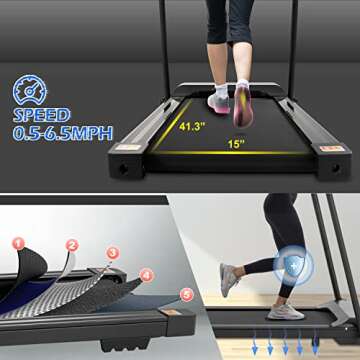 FYC Folding Treadmills for Home, Foldable Electric Running Machine, Compact Treadmill Walking Running Jogging Exercise for Home Office Space Saver, No Installation