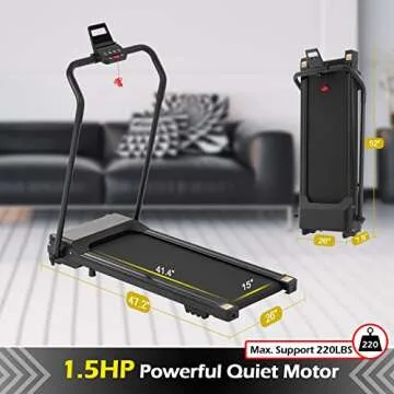 FYC Folding Treadmills for Home, Foldable Electric Running Machine, Compact Treadmill Walking Running Jogging Exercise for Home Office Space Saver, No Installation