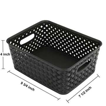Bekith 9 Pack Plastic Storage Basket, Organizer Tote Bin for Closet Organization, De-Clutter, Accessories, Toys, Cleaning Products and More