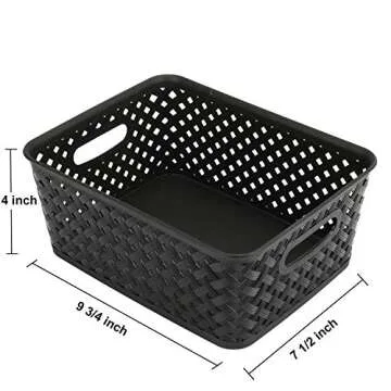 Bekith 9 Pack Plastic Storage Basket, Organizer Tote Bin for Closet Organization, De-Clutter, Accessories, Toys, Cleaning Products and More