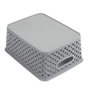 Bekith 9 Pack Plastic Storage Basket, Organizer Tote Bin for Closet Organization, De-Clutter, Accessories, Toys, Cleaning Products and More