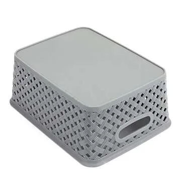 Bekith 9 Pack Plastic Storage Basket, Organizer Tote Bin for Closet Organization, De-Clutter, Accessories, Toys, Cleaning Products and More