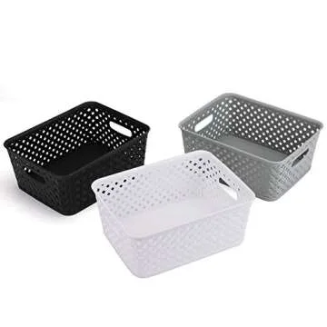 Bekith 9 Pack Plastic Storage Basket, Organizer Tote Bin for Closet Organization, De-Clutter, Accessories, Toys, Cleaning Products and More