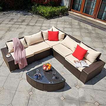 Stylish YITAHOME 6 Pieces Outdoor Sectional Sofa Set